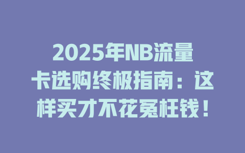 2025年NB流量卡选购终极指南：这样买才不花冤枉钱！