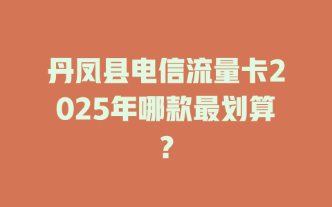 丹凤县电信流量卡2025年哪款最划算？
