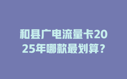 和县广电流量卡2025年哪款最划算？