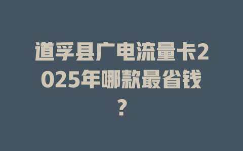 道孚县广电流量卡2025年哪款最省钱？