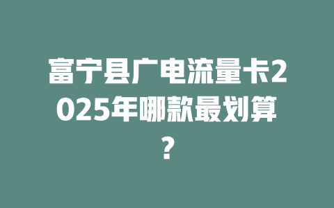 富宁县广电流量卡2025年哪款最划算？