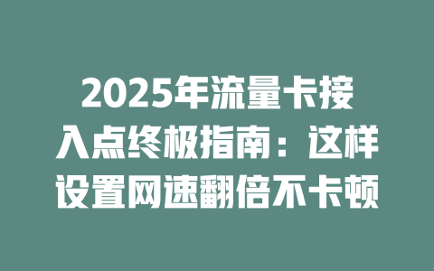 2025年流量卡接入点终极指南：这样设置网速翻倍不卡顿