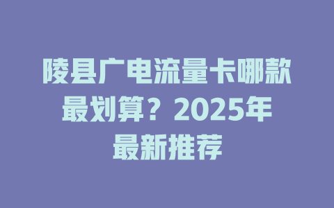 陵县广电流量卡哪款最划算？2025年最新推荐