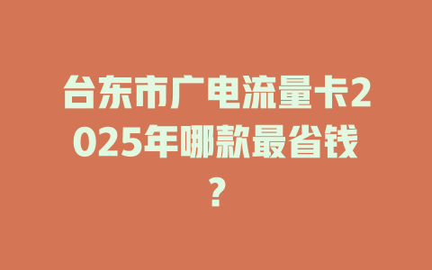 台东市广电流量卡2025年哪款最省钱？