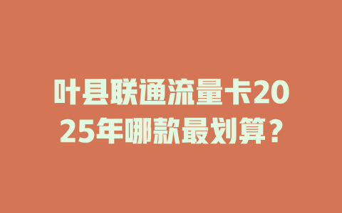 叶县联通流量卡2025年哪款最划算？