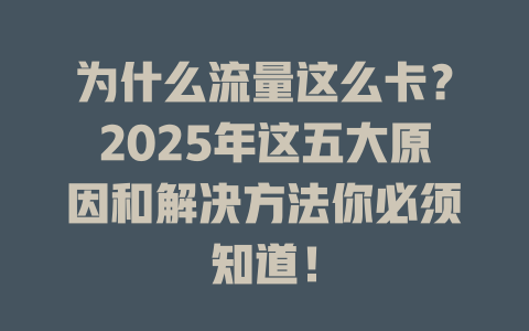 为什么流量这么卡？2025年这五大原因和解决方法你必须知道！