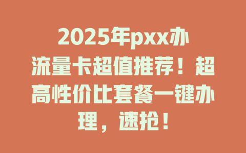 2025年pxx办流量卡超值推荐！超高性价比套餐一键办理，速抢！