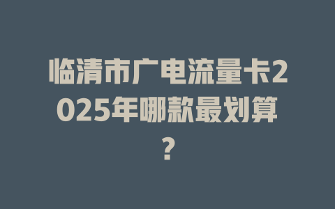 临清市广电流量卡2025年哪款最划算？