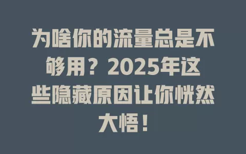 为啥你的流量总是不够用？2025年这些隐藏原因让你恍然大悟！