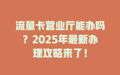 流量卡营业厅能办吗？2025年最新办理攻略来了！