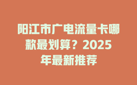 阳江市广电流量卡哪款最划算？2025年最新推荐