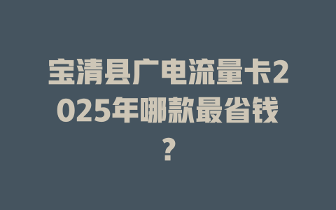 宝清县广电流量卡2025年哪款最省钱？