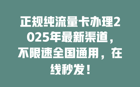 正规纯流量卡办理2025年最新渠道，不限速全国通用，在线秒发！