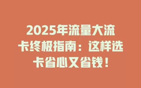 2025年流量大流卡终极指南：这样选卡省心又省钱！