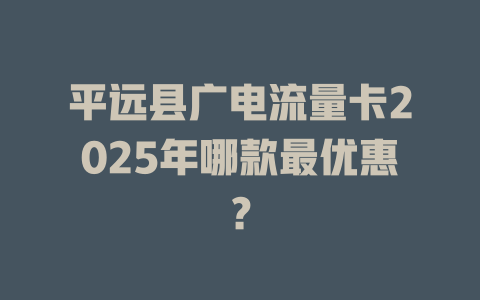 平远县广电流量卡2025年哪款最优惠？