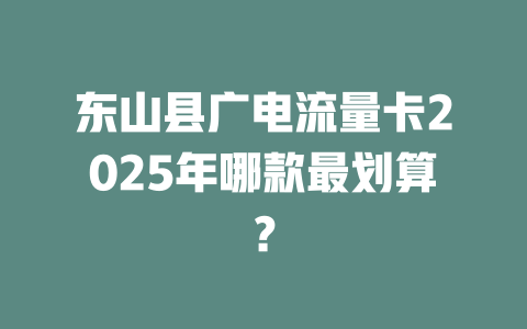 东山县广电流量卡2025年哪款最划算？