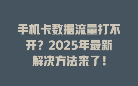 手机卡数据流量打不开？2025年最新解决方法来了！