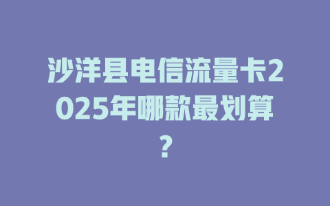 沙洋县电信流量卡2025年哪款最划算？
