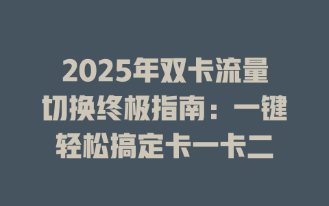 2025年双卡流量切换终极指南：一键轻松搞定卡一卡二
