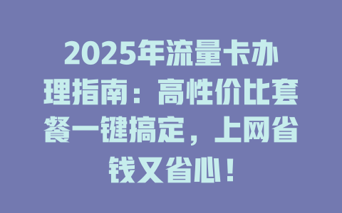 2025年流量卡办理指南:高性价比套餐一键搞定,上网省钱又省心!