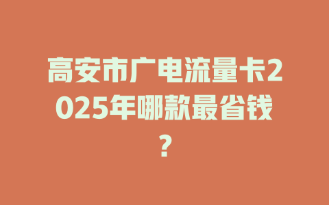 高安市广电流量卡2025年哪款最省钱？