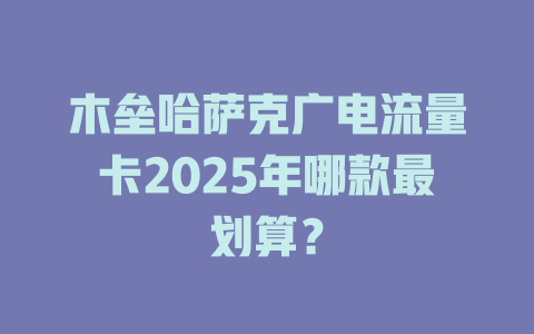 木垒哈萨克广电流量卡2025年哪款最划算？