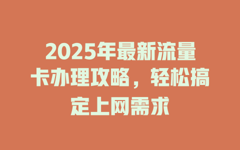 2025年最新流量卡办理攻略，轻松搞定上网需求
