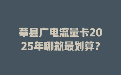 莘县广电流量卡2025年哪款最划算？
