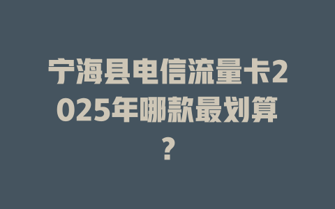 宁海县电信流量卡2025年哪款最划算？
