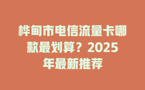 桦甸市电信流量卡哪款最划算？2025年最新推荐