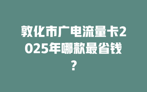 敦化市广电流量卡2025年哪款最省钱？