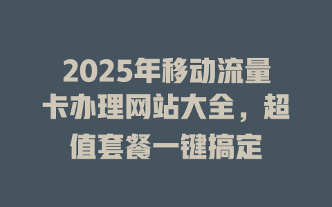 2025年移动流量卡办理网站大全，超值套餐一键搞定