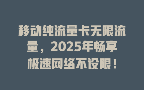 移动纯流量卡无限流量，2025年畅享极速网络不设限！