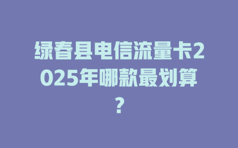 绿春县电信流量卡2025年哪款最划算？