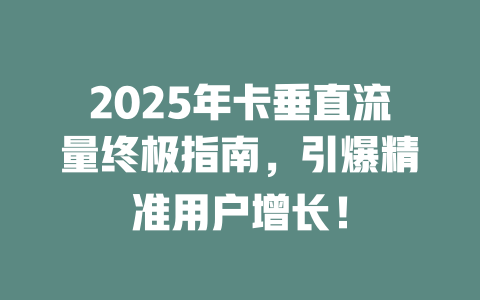 2025年卡垂直流量终极指南，引爆精准用户增长！