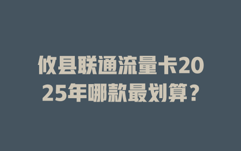 攸县联通流量卡2025年哪款最划算？
