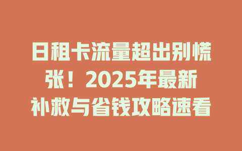日租卡流量超出别慌张！2025年最新补救与省钱攻略速看