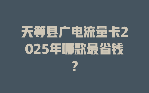 天等县广电流量卡2025年哪款最省钱？