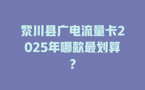 黎川县广电流量卡2025年哪款最划算？