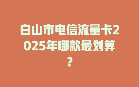 白山市电信流量卡2025年哪款最划算？