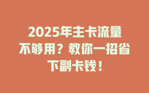 2025年主卡流量不够用？教你一招省下副卡钱！