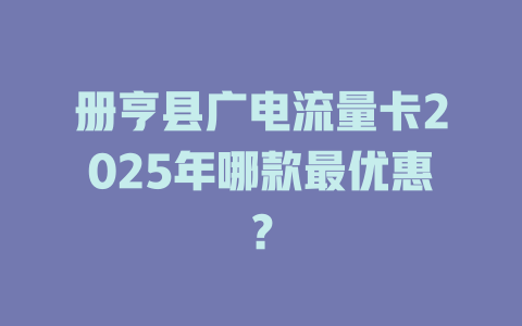 册亨县广电流量卡2025年哪款最优惠？