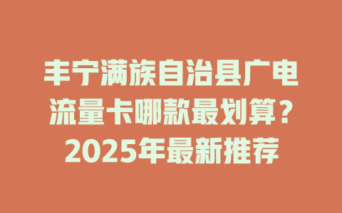 丰宁满族自治县广电流量卡哪款最划算？2025年最新推荐