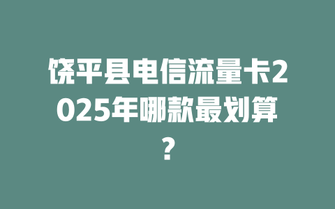 饶平县电信流量卡2025年哪款最划算？