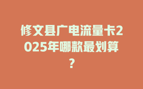 修文县广电流量卡2025年哪款最划算？