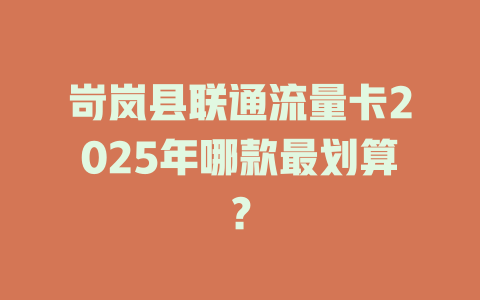岢岚县联通流量卡2025年哪款最划算？