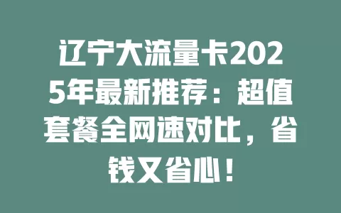 辽宁大流量卡2025年最新推荐：超值套餐全网速对比，省钱又省心！