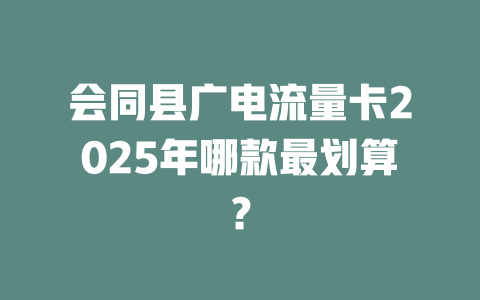 会同县广电流量卡2025年哪款最划算？