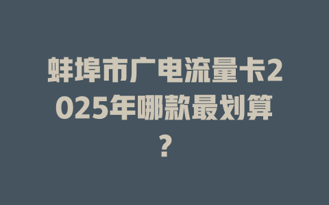 蚌埠市广电流量卡2025年哪款最划算？