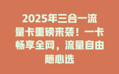 2025年三合一流量卡重磅来袭！一卡畅享全网，流量自由随心选